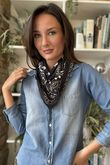 Western Bandana Triangle Silk Neckerchief Black